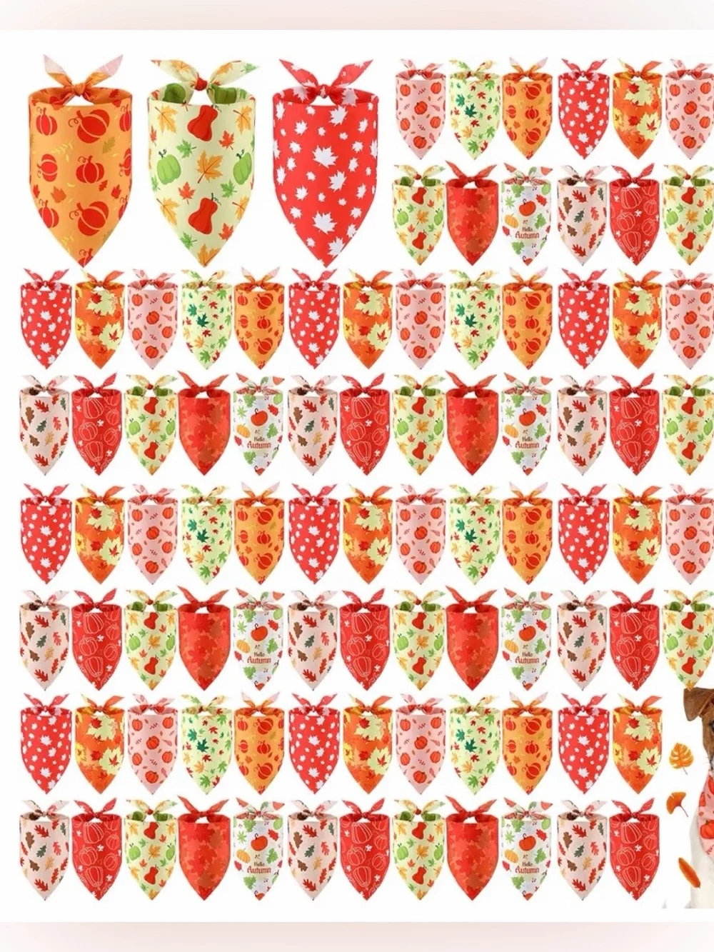 93 Pieces Autumn/Fall Dog Bandanas Bulk/Triangle Scarves for small/Medium Dogs